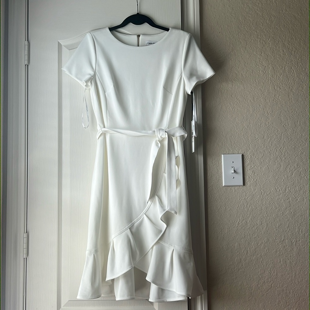 White Calvin Klein Mid Length Dress